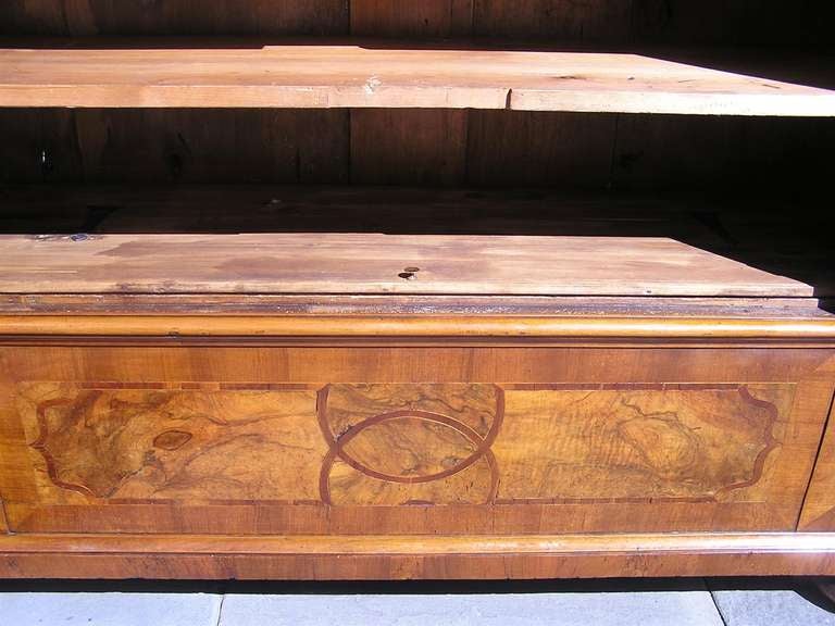 Meuble autrichien Biedermeier en broussin de noyer et acajou incrusté exotiques, vers 1750 en vente 1