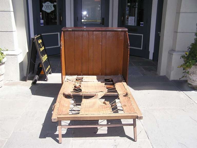 English Mahogany Campaign Slant Bureau / Bedstead with Original Brasses, C. 1790 In Excellent Condition For Sale In Hollywood, SC