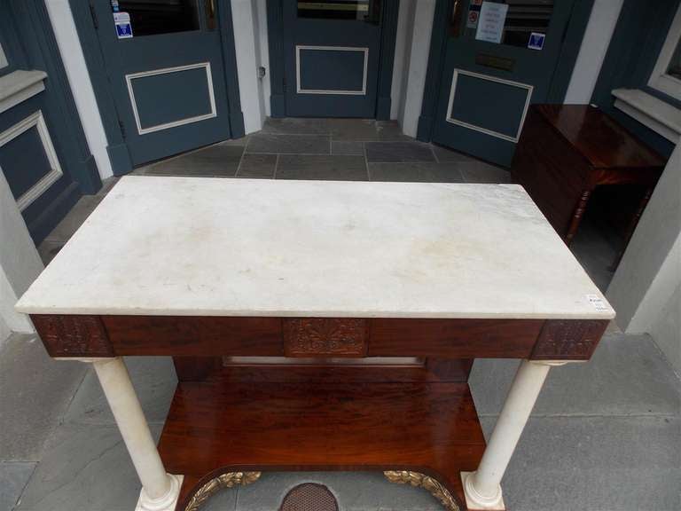 American Empire American Mahogany and Gilt Marble Pier Table , Philadelphia Circa 1815 For Sale