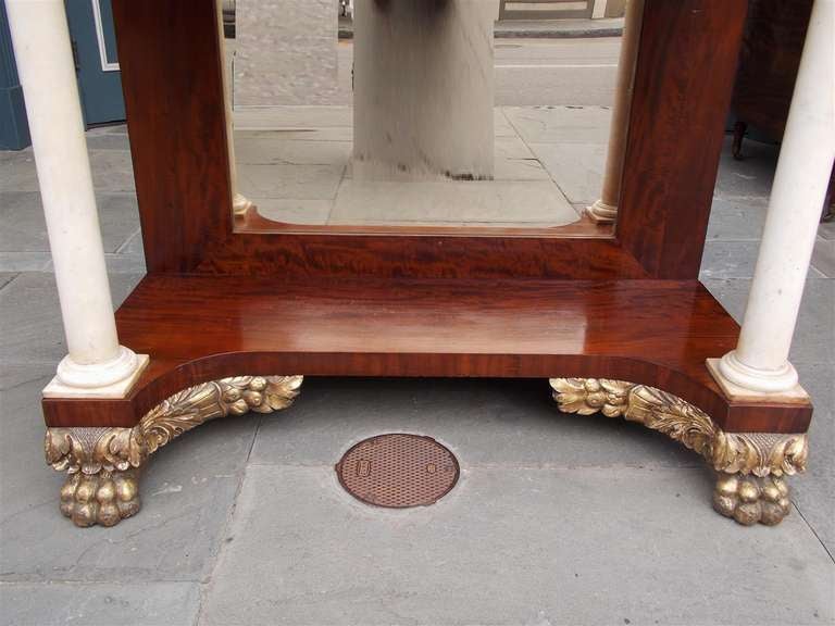 American Mahogany and Gilt Marble Pier Table , Philadelphia Circa 1815 In Excellent Condition For Sale In Hollywood, SC
