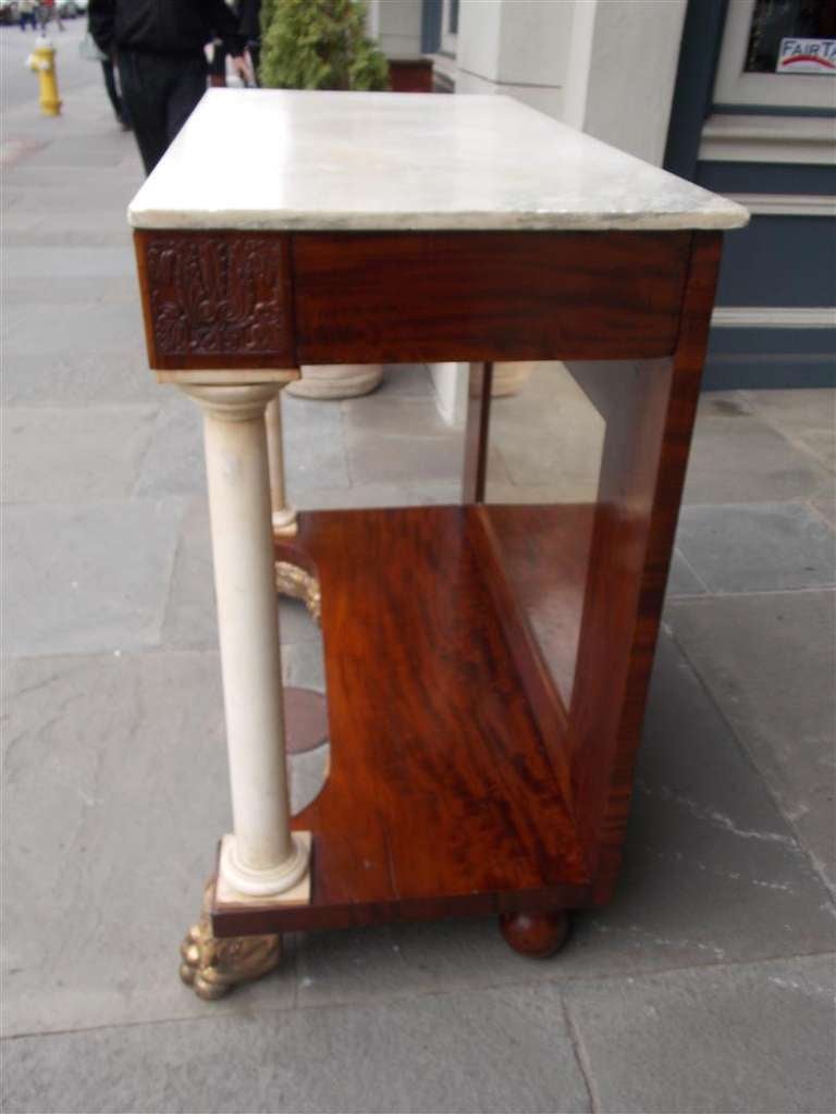 Early 19th Century American Mahogany and Gilt Marble Pier Table , Philadelphia Circa 1815 For Sale