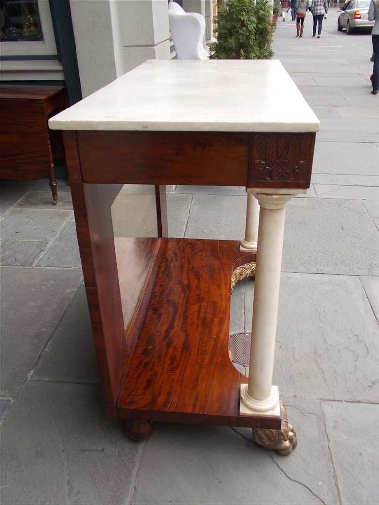 Glass American Mahogany and Gilt Marble Pier Table , Philadelphia Circa 1815 For Sale