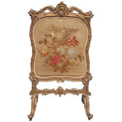 French Gilt Floral Aubusson Fire Screen. Circa 1780 4