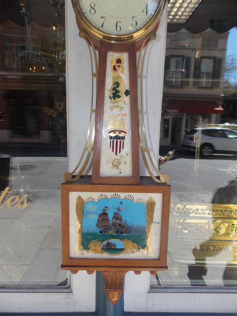 American Walnut Banjo Clock.Signed Waltham, Circa 1880 1