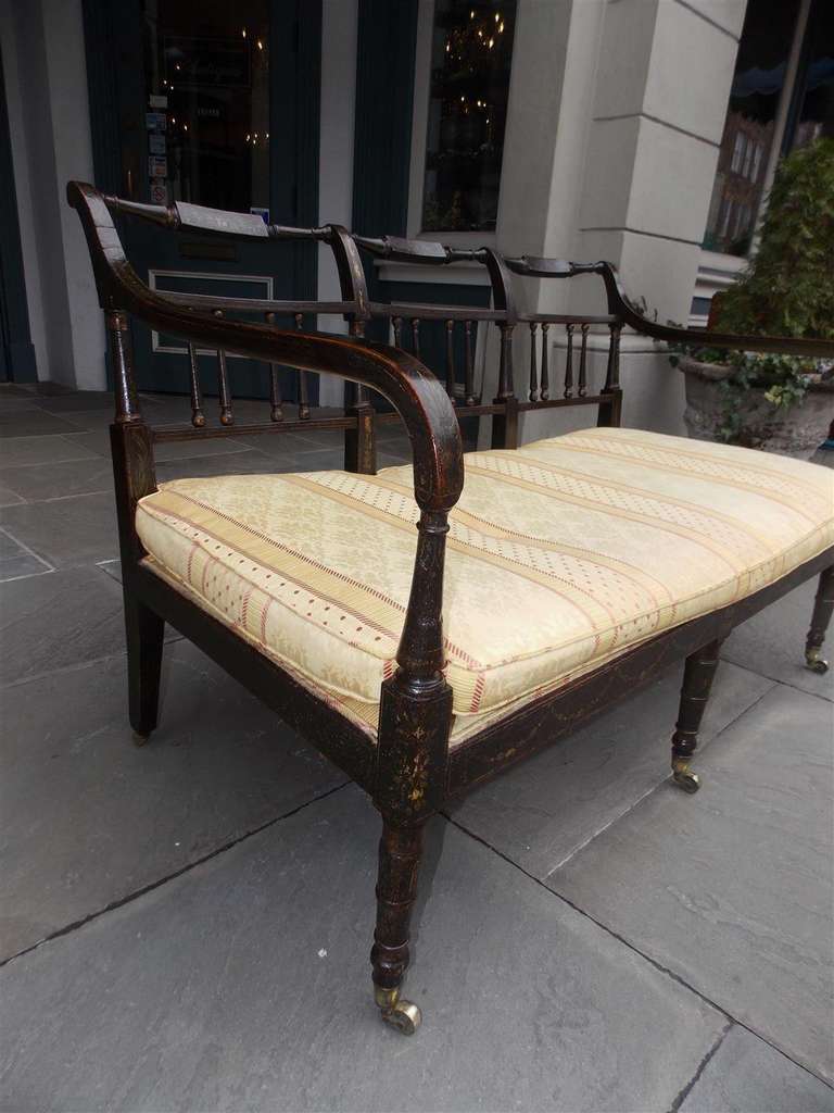 British English Regency Painted and Stenciled Floral Settee, Circa 1810 For Sale