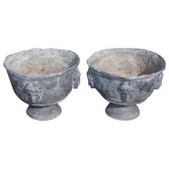 Pair of Italian Lead Decorative Garden Urns, Circa 1820