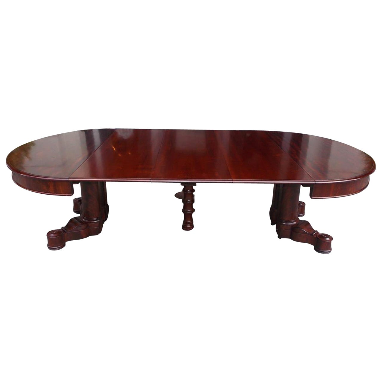 American Classical Mahogany Dining Table with Console Table, Boston Circa 1830 For Sale