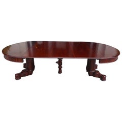 Antique American Classical Mahogany Dining Table with Console Table, Boston Circa 1830