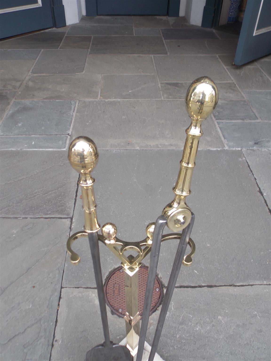 American Empire American Brass and Polished Steel Lemon Top Tools on Stand, Circa 1820 For Sale