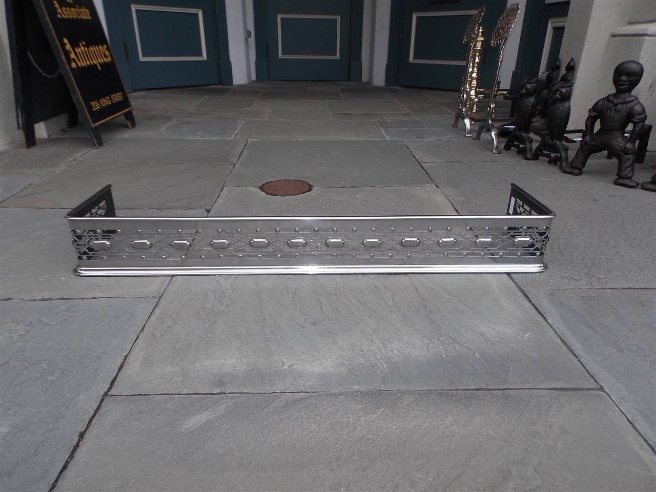 English Polished Steel and Nickel Silver Fire Fender, Circa 1820 In Excellent Condition For Sale In Hollywood, SC