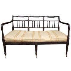 English Regency Painted and Stenciled Floral Settee, Circa 1810 9