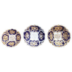 Set of Three Meissen Painted and Gilt Plates. Circa 1740