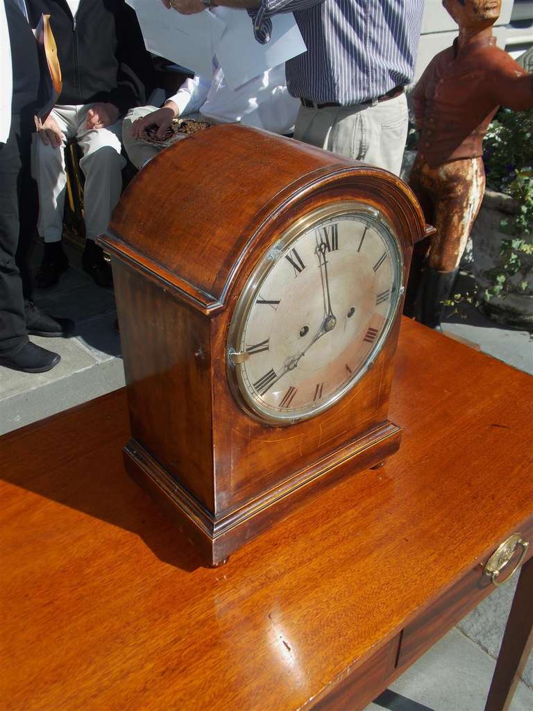 English Mahogany Mantel Clock.  Circa 1840 In Excellent Condition For Sale In Hollywood, SC