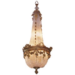French Gilt Bronze and Crystal Floral Chandelier, Circa 1830