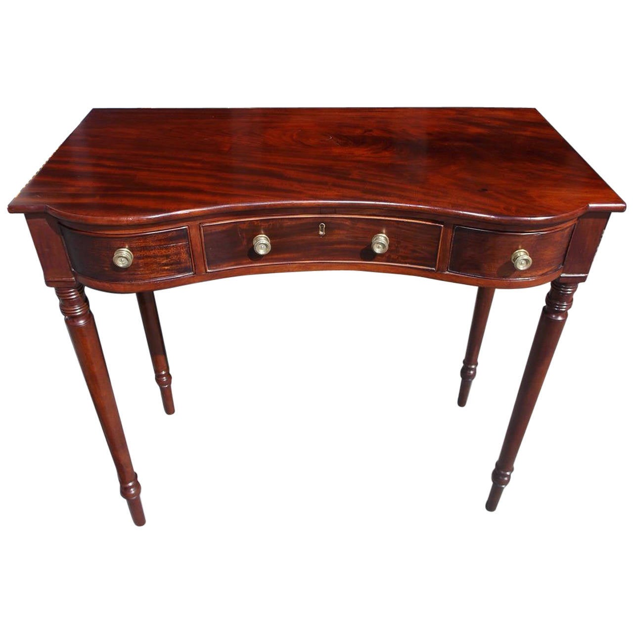 Jamaican Sheraton Mahogany Serpentine Console, Circa 1820 For Sale at