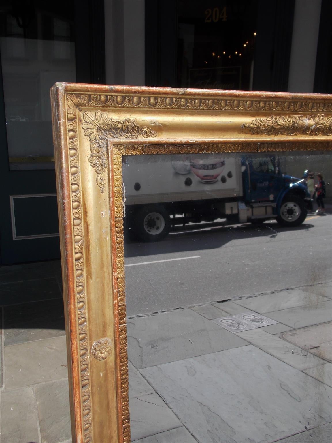 Louis Philippe French Carved Wood Floral Gilt Wall Mirror, Circa 1820 For Sale