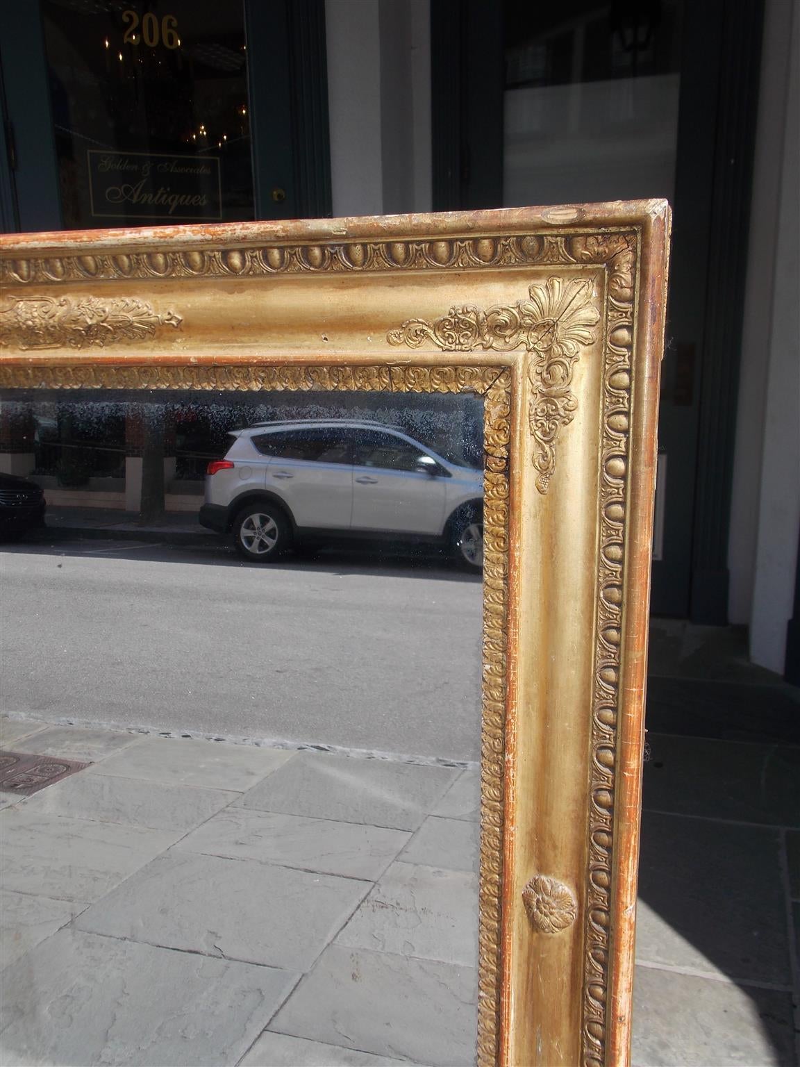 French Carved Wood Floral Gilt Wall Mirror, Circa 1820 In Excellent Condition For Sale In Hollywood, SC