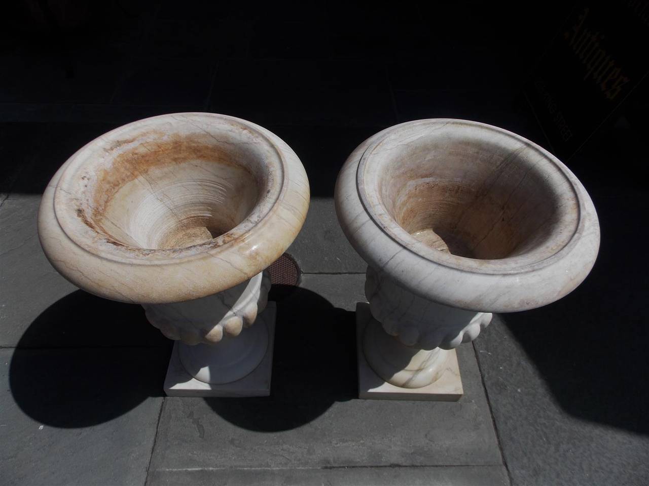 Pair of French Marble Campaign Urns. Circa 1840 2