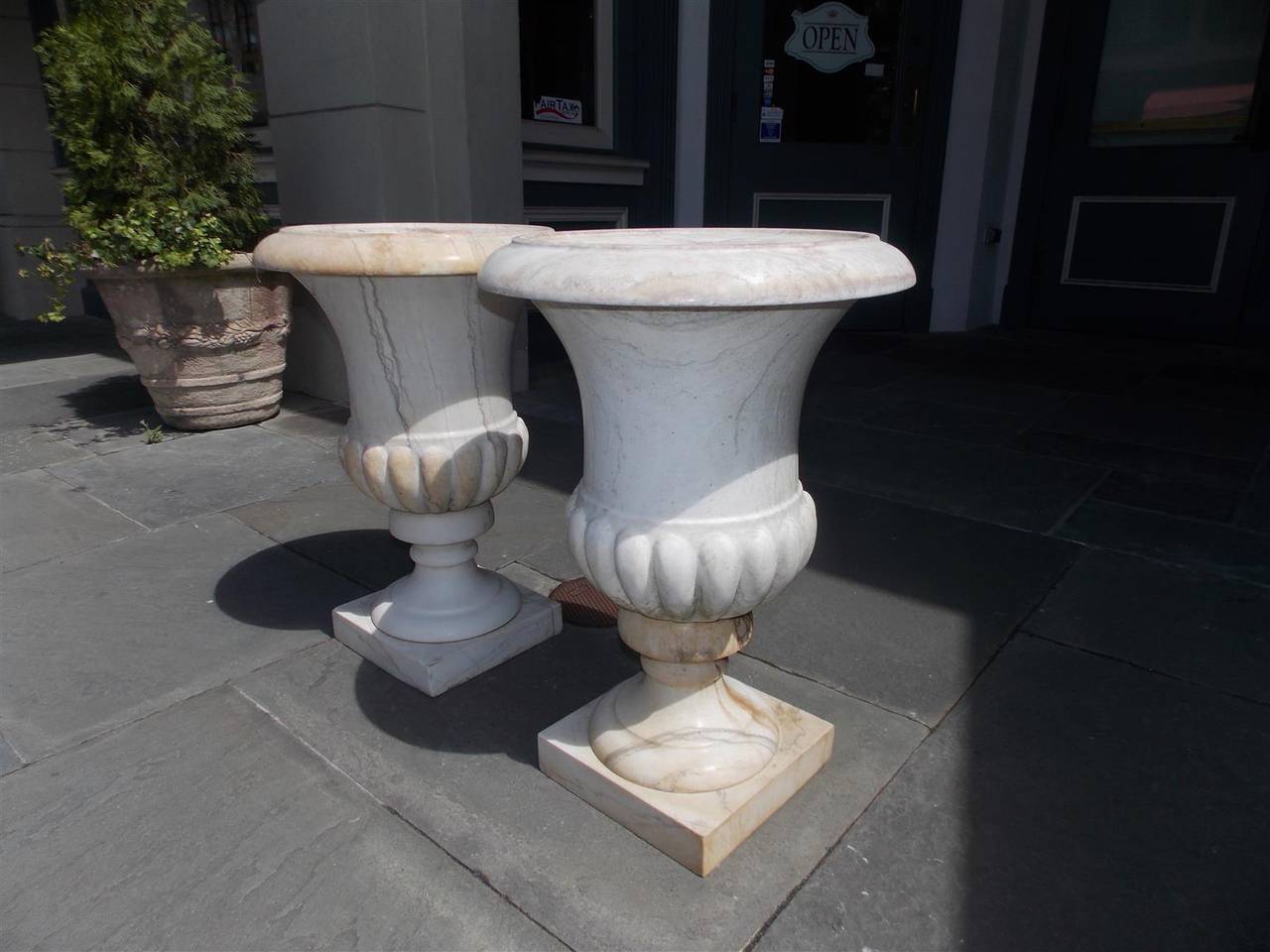 Pair of French Marble Campaign Urns. Circa 1840 1