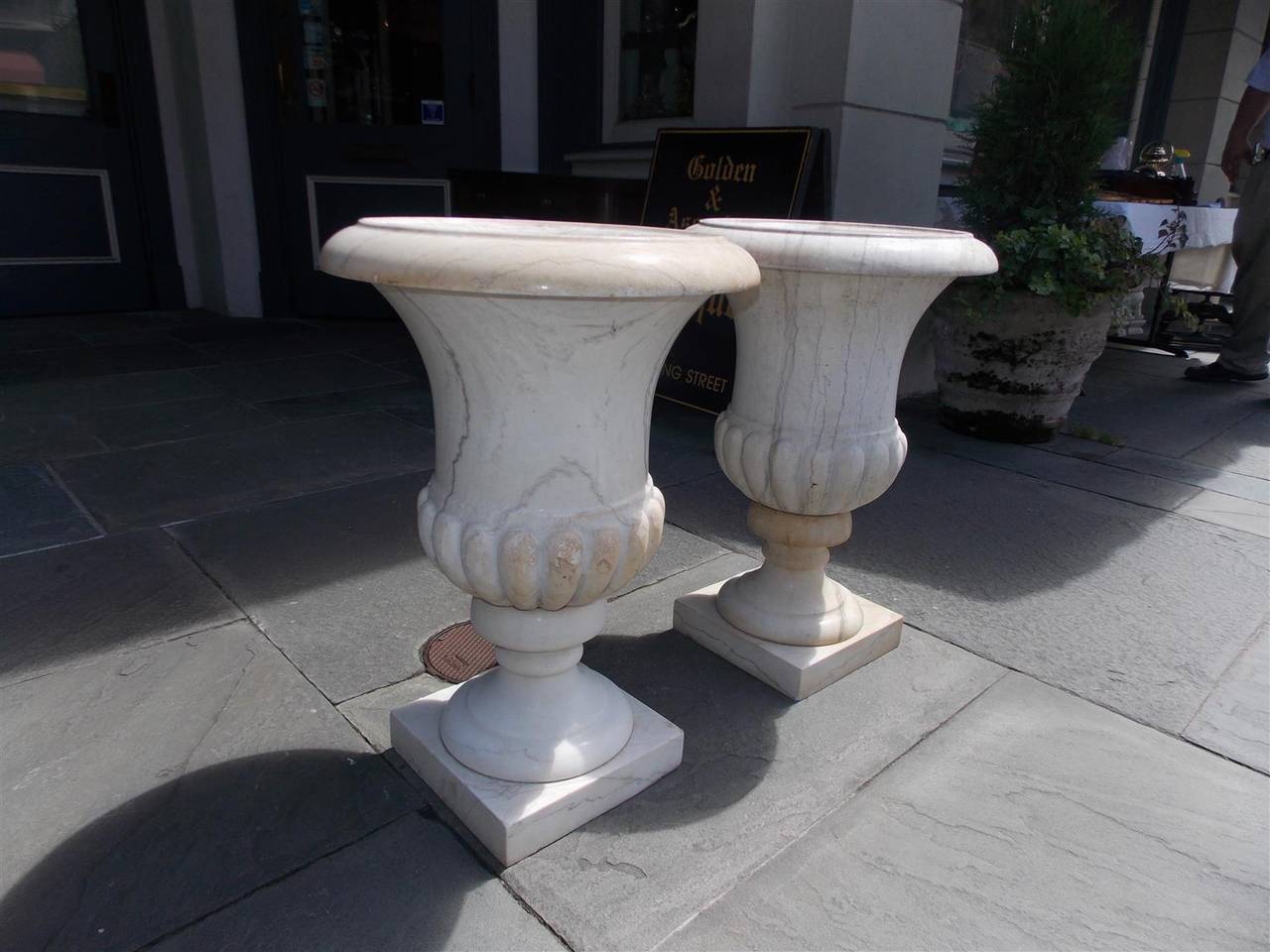 Pair of French Marble Campaign Urns. Circa 1840 3