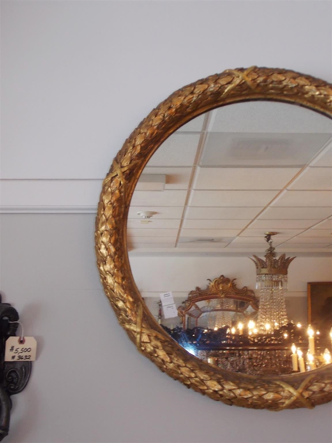 Early 19th Century French Gilt Carved Wood Floral Mirror, Circa 1820 For Sale