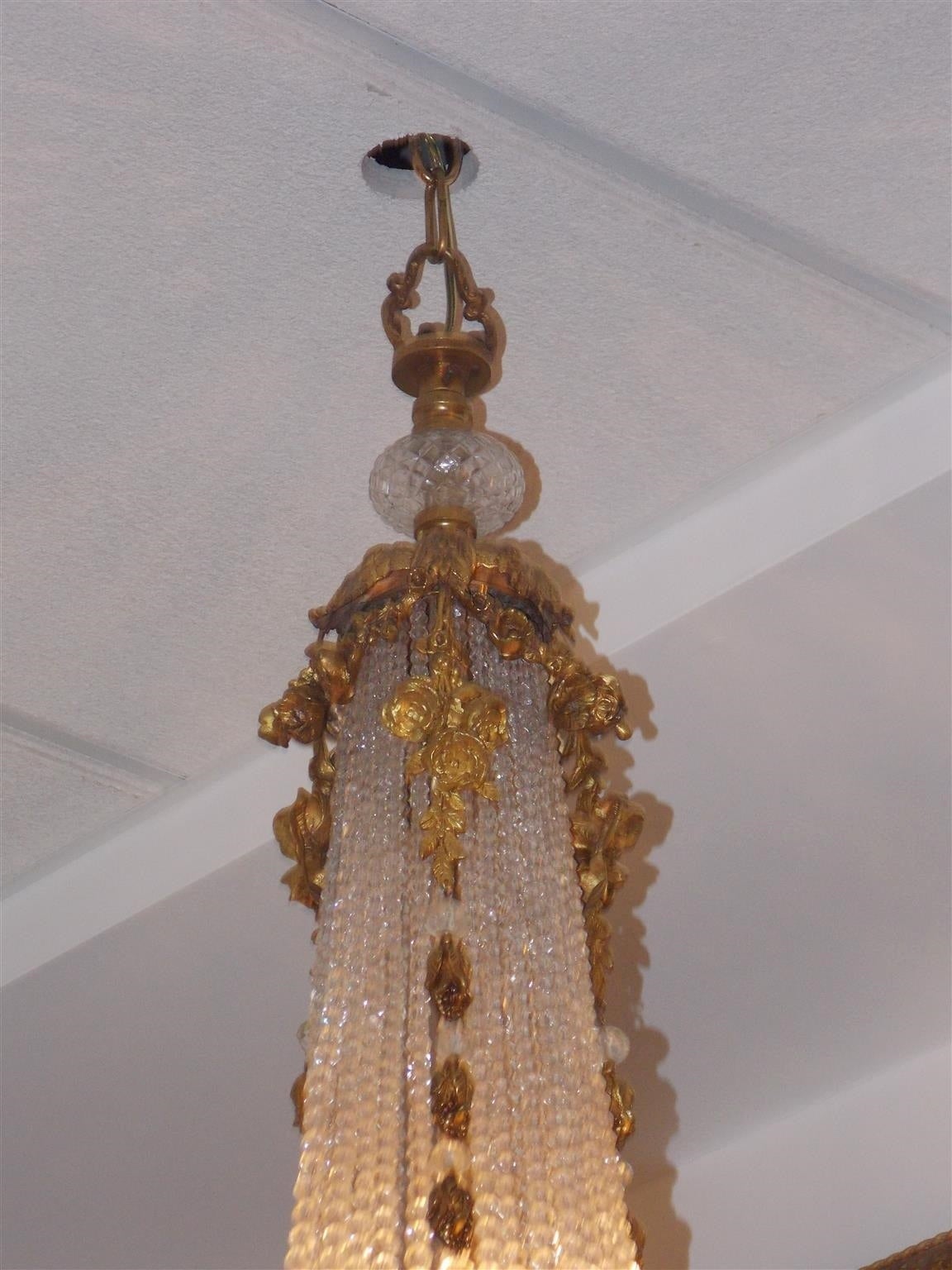 Louis Philippe French Gilt Bronze and Crystal Floral Chandelier, Circa 1830