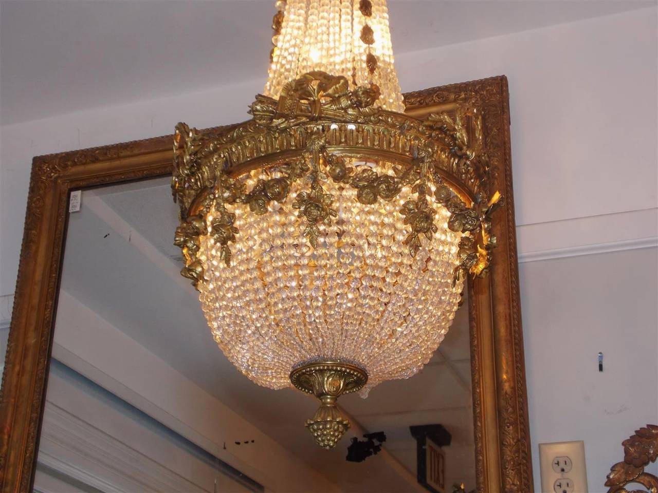 French Gilt Bronze and Crystal Floral Chandelier, Circa 1830 In Excellent Condition In Hollywood, SC