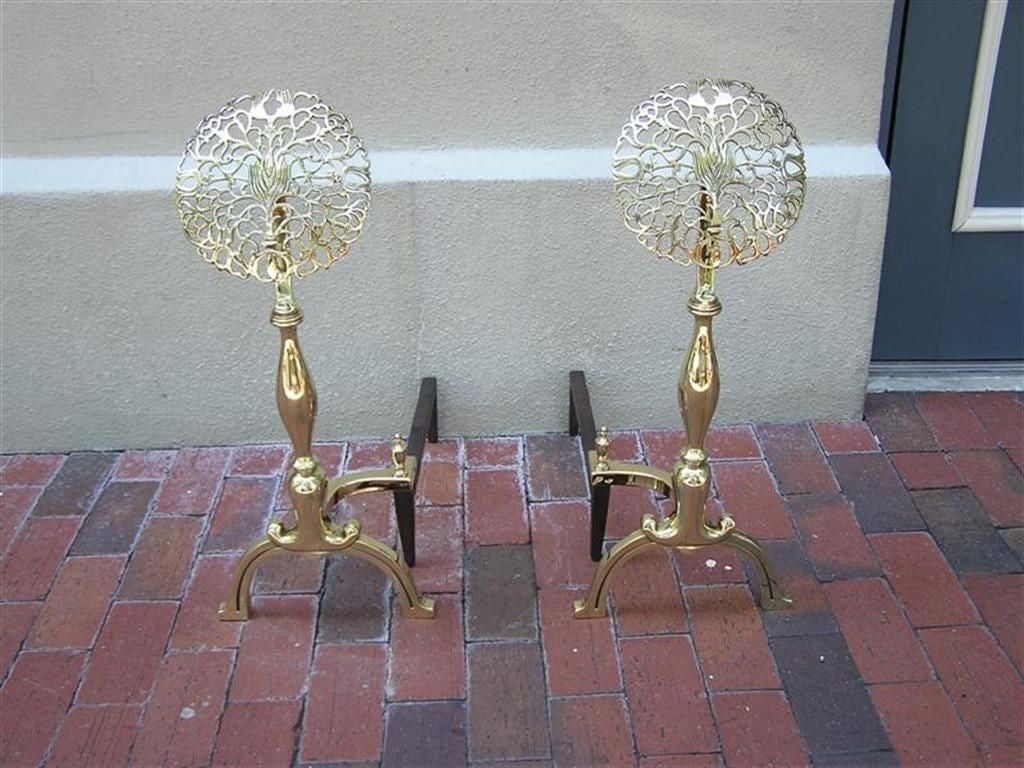 American Brass Medallion Andirons