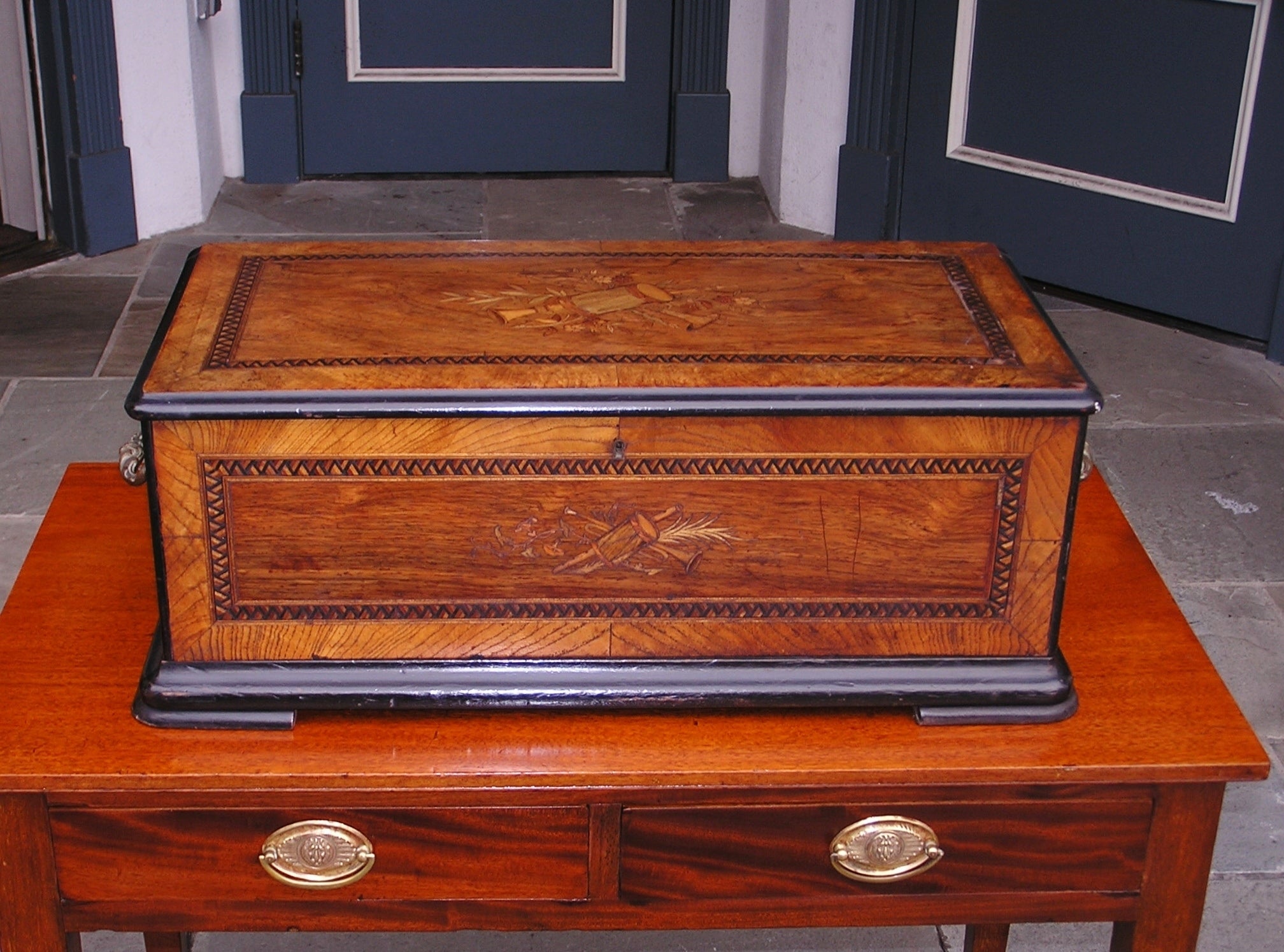 German Inlaid and Ebonized Music Box. 19th Century