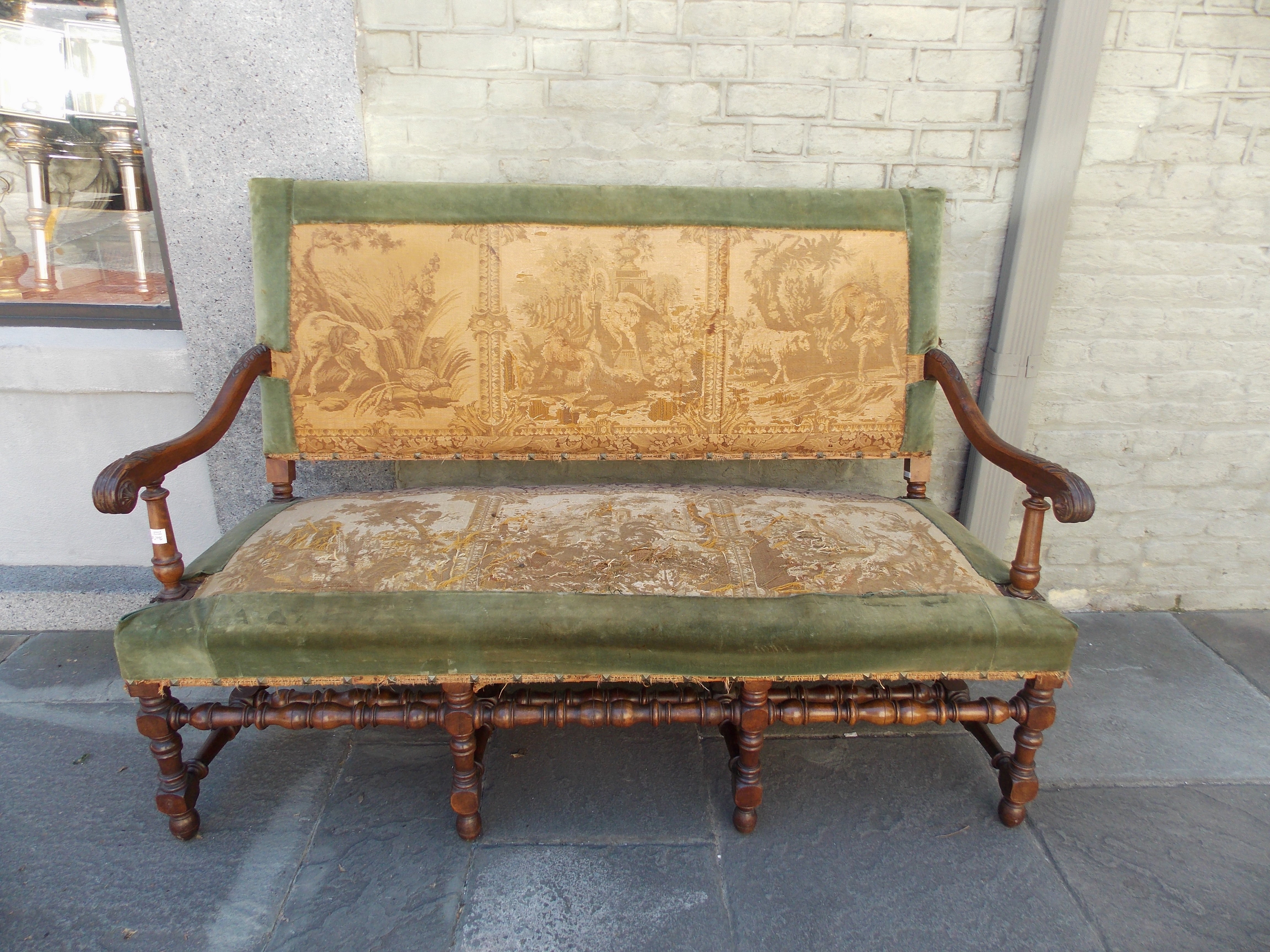 French Walnut Tapestry Settee