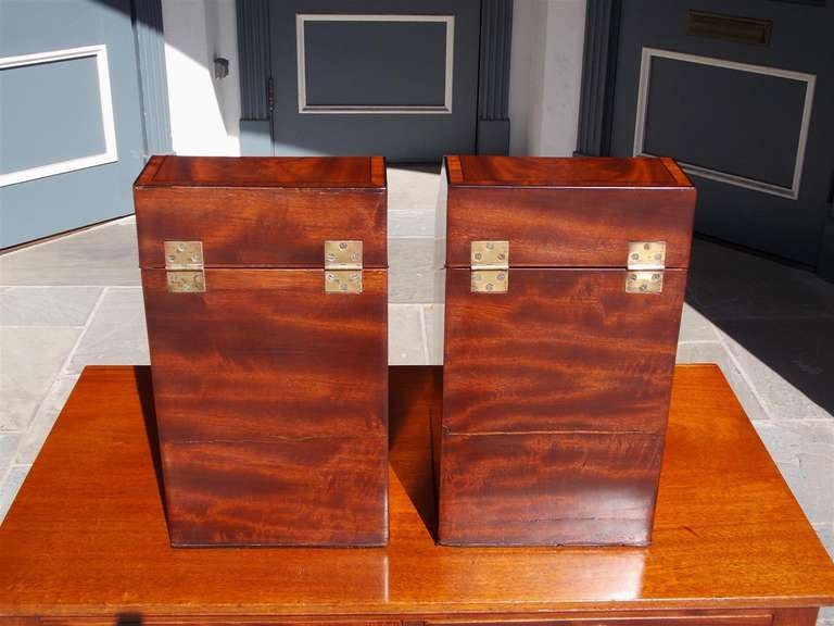 Pair of English Mahogany Slant Top Cutlery Boxes. Circa 1790 2