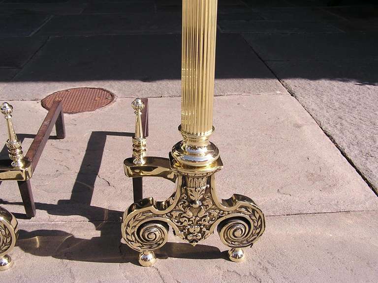 Pair of American Brass Eagle Andirons 4
