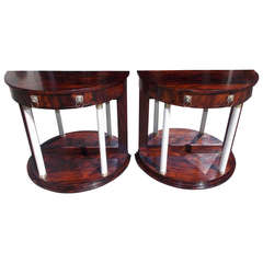 Pair of Italian Mahogany Demi-lune Consoles. Circa 1830