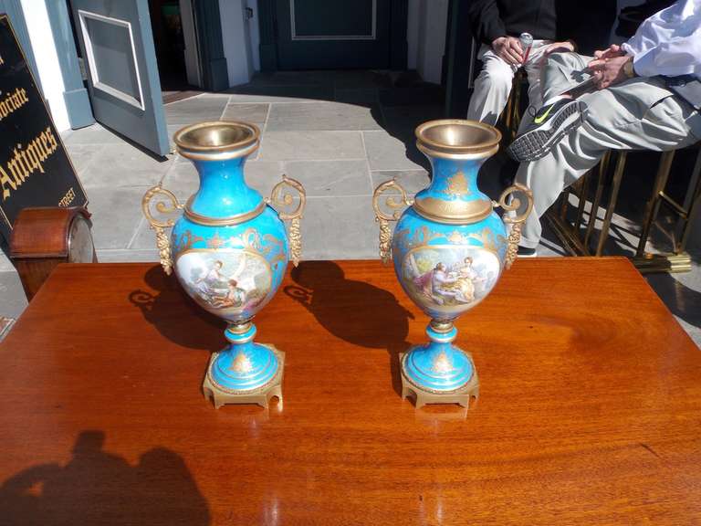 Pair of Sevres Vases with Ormolu Mounts. Circa 1830 In Excellent Condition In Hollywood, SC
