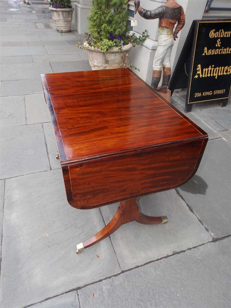 English Mahogany & Kingswood Satinwood Inlaid Ebonized Library Table. C. 1800 In Excellent Condition For Sale In Hollywood, SC