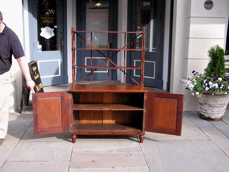 Early 19th Century English Regency Book Matched Mahogany Bookcase with Tiered Shelving, C. 1810 For Sale