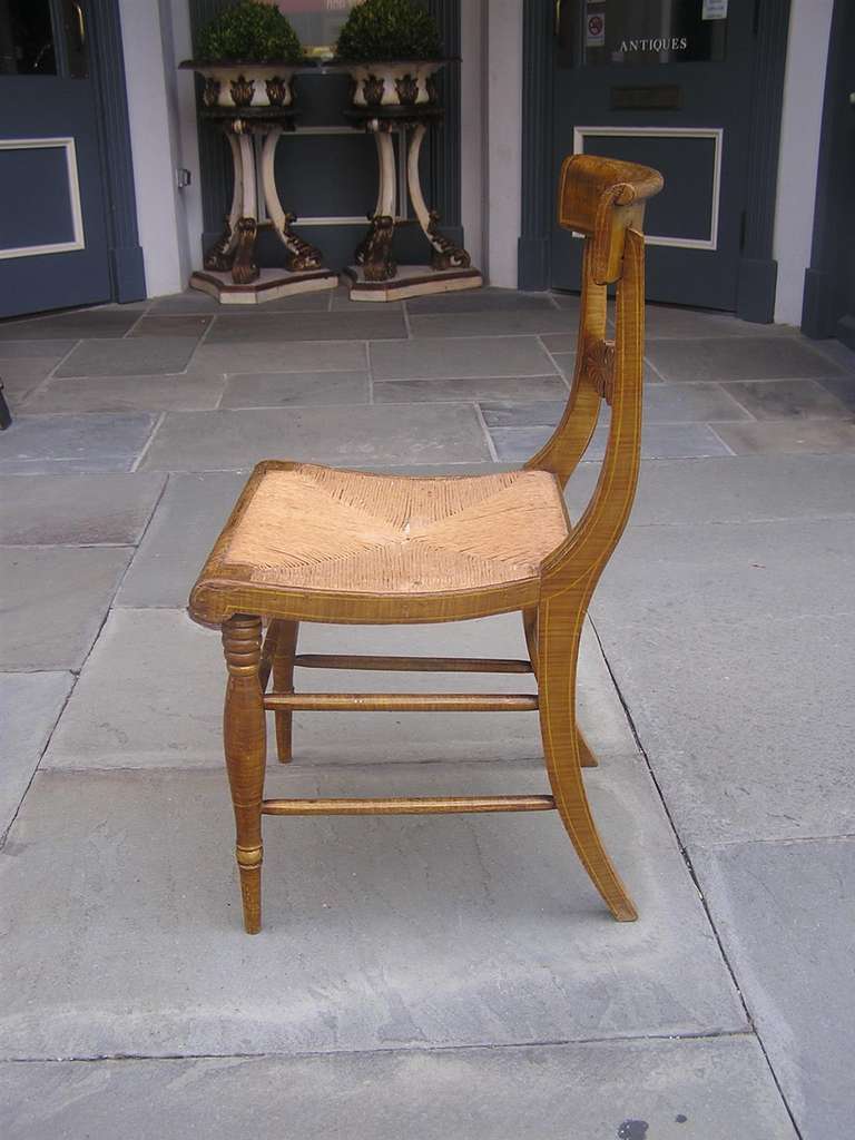 Set of Four American Fancy Chairs with Rush Seats, Circa 1815 3