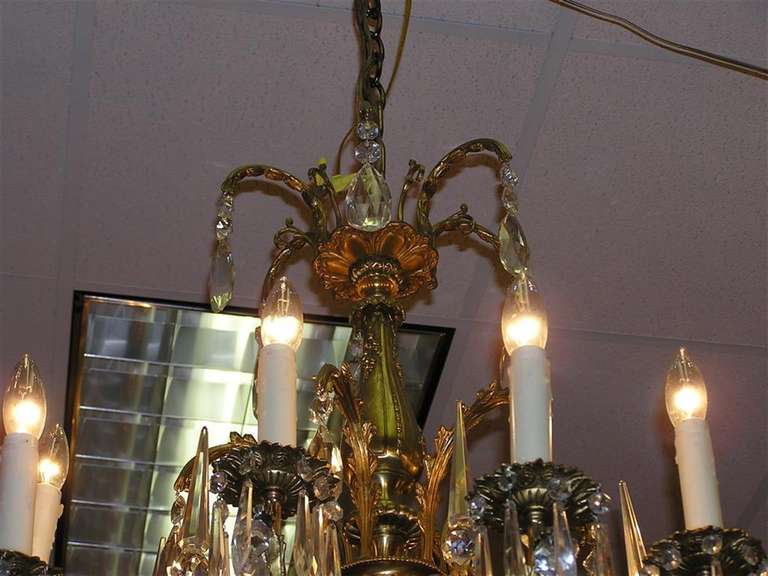 French Brass and Crystal Floral Chandelier. Circa 1840 For Sale at 1stdibs