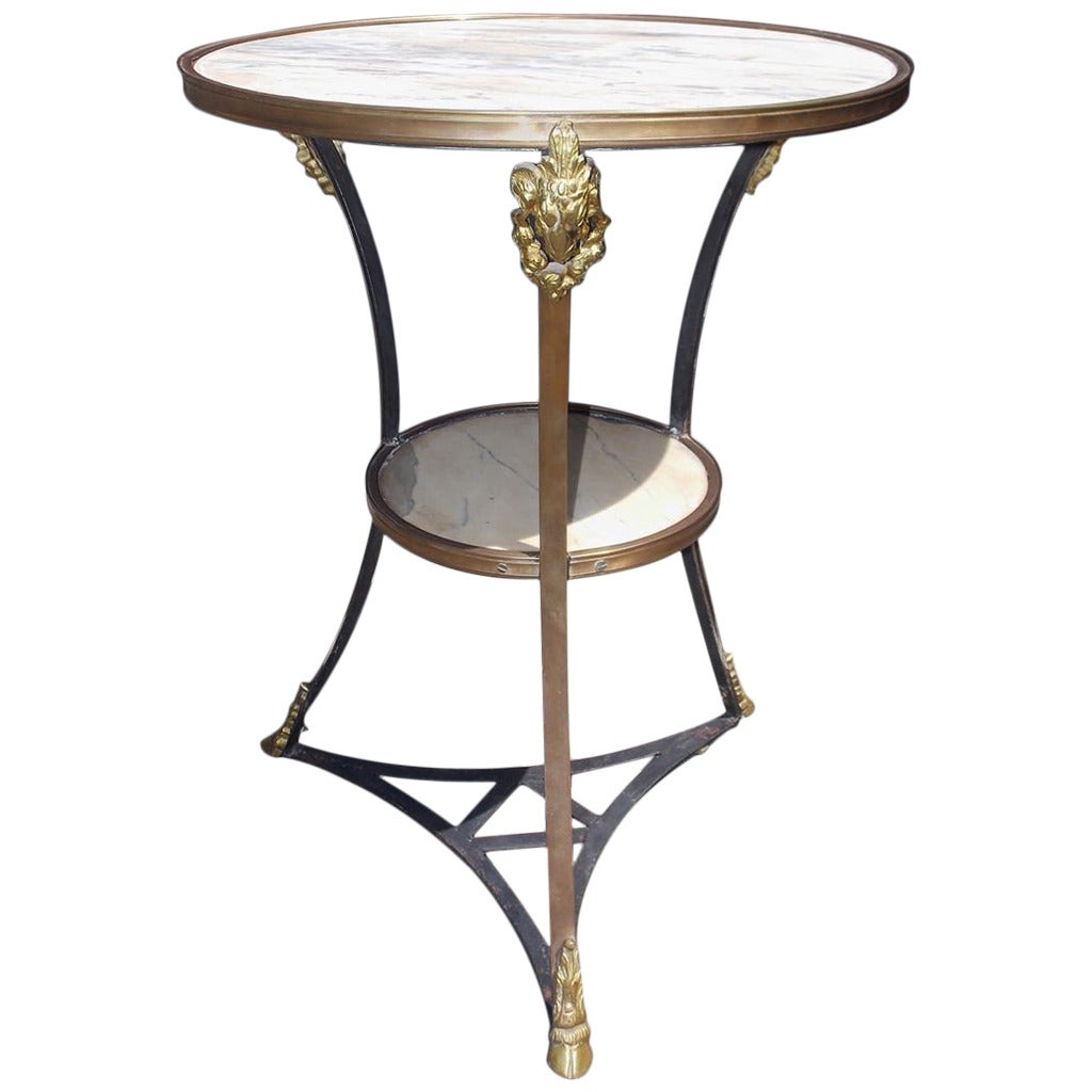 Italian Marble and Brass Bistro Table, Circa 1820
