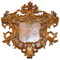 English Carved Wood Gilt Floral Wall Mirror, Circa 1780