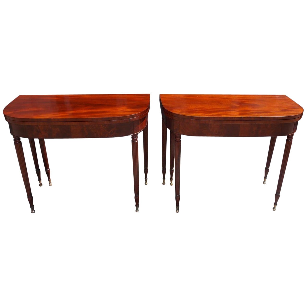 Pair of American Sheraton Mahogany Card Tables, NY Circa 1790