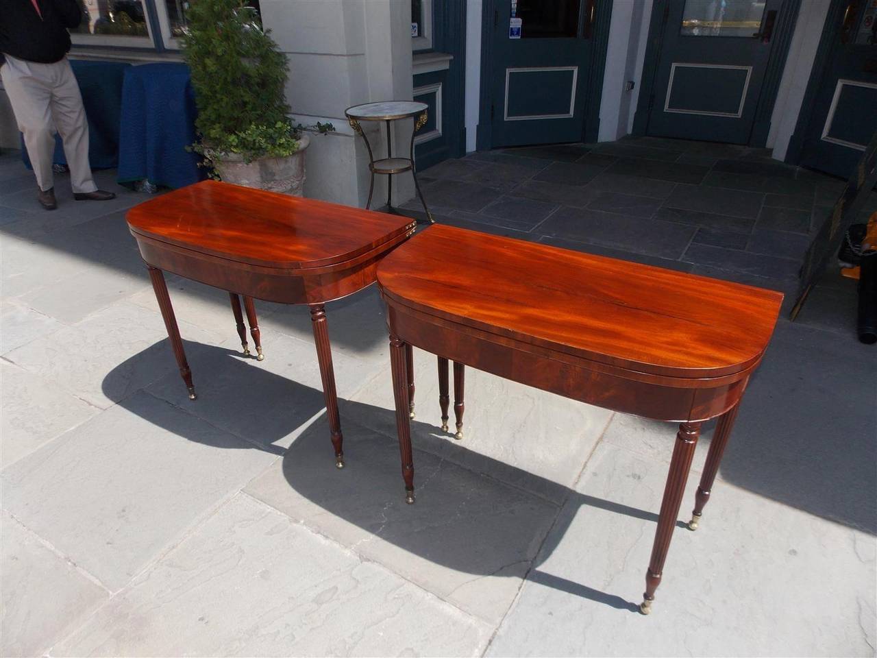 Pair of American Sheraton Mahogany Card Tables, NY Circa 1790 2