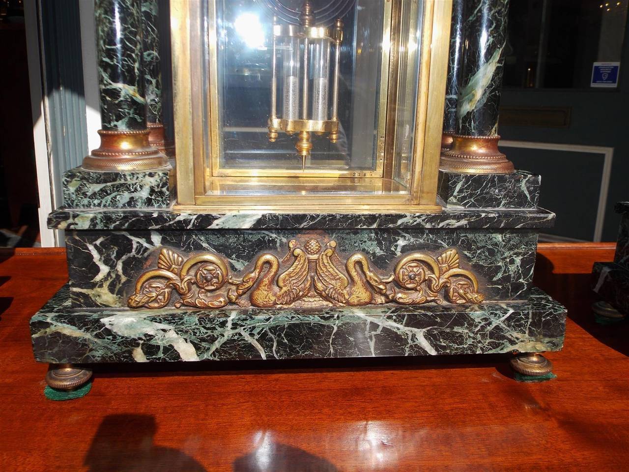 French Marble and Gilt Bronze Three Piece Mantel Clock, Circa 1840 For Sale 2