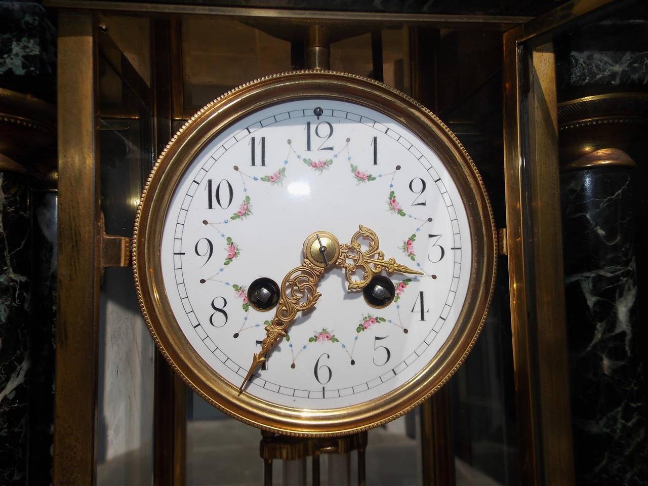 French Marble and Gilt Bronze Three Piece Mantel Clock, Circa 1840 For Sale 3
