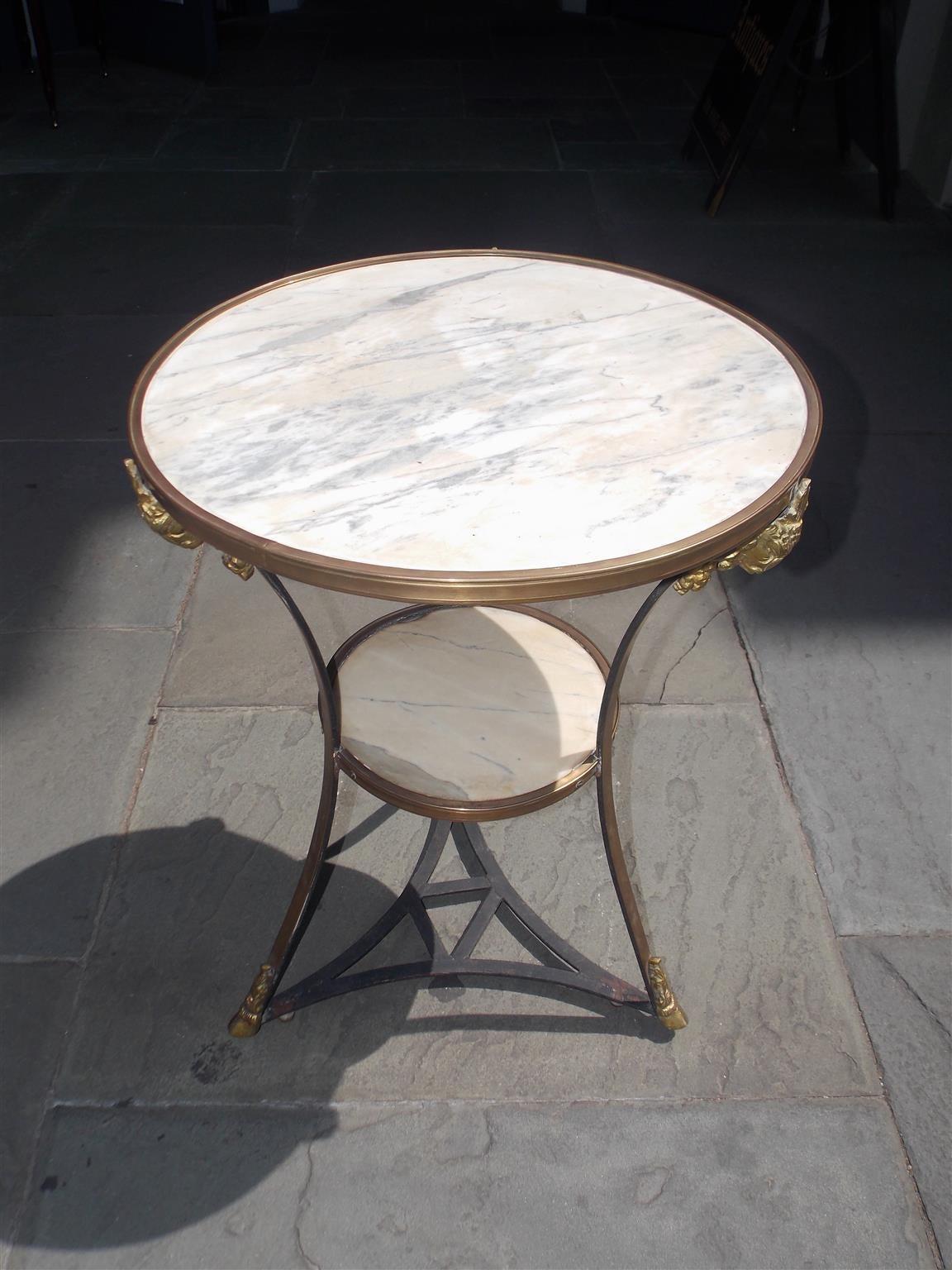 Italian Marble and Brass Bistro Table, Circa 1820 In Excellent Condition In Hollywood, SC