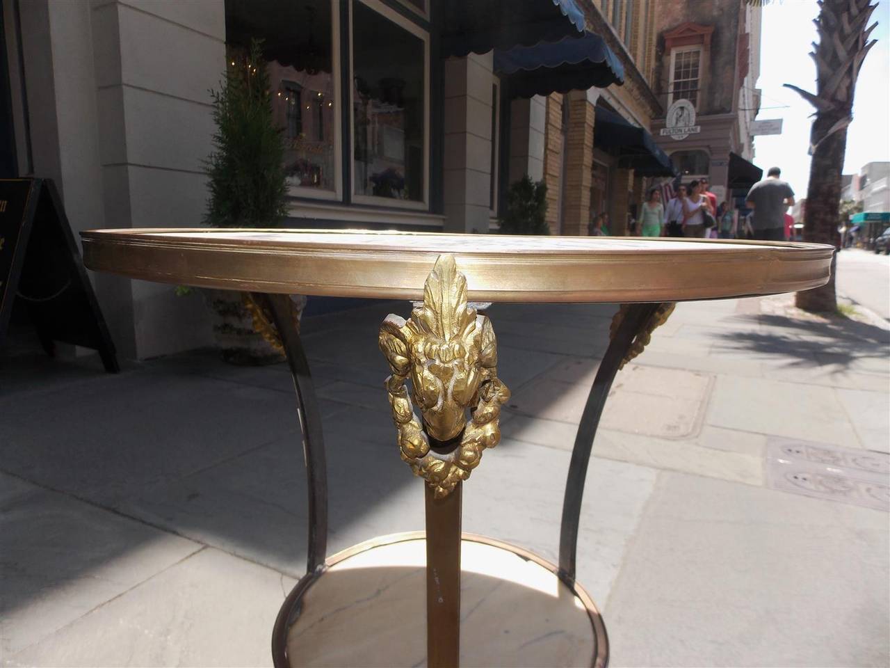 Early 19th Century Italian Marble and Brass Bistro Table, Circa 1820
