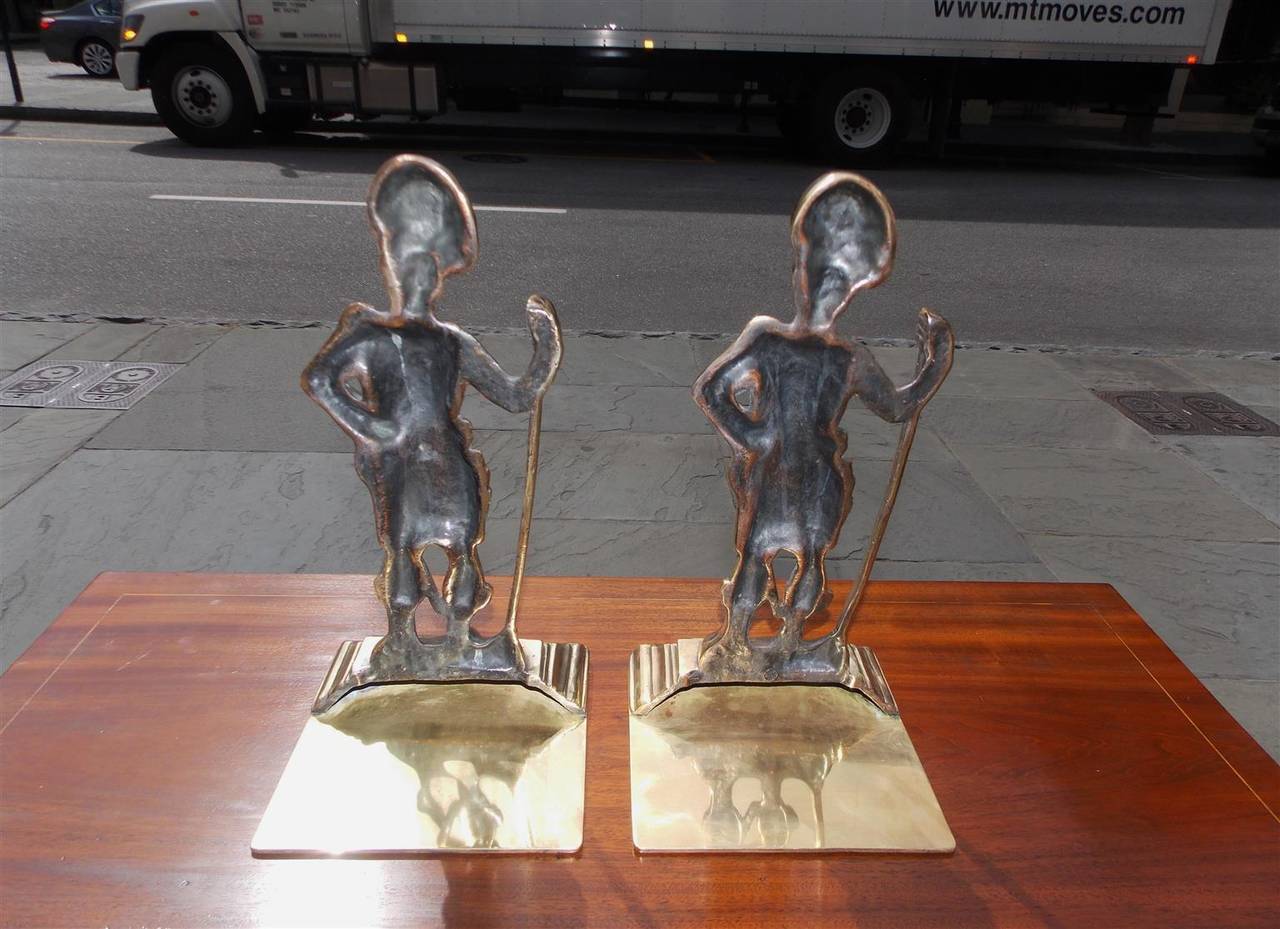 Pair of Brass Scottish Highlander Royalty Guards Bookends, Circa 1840 In Excellent Condition In Hollywood, SC