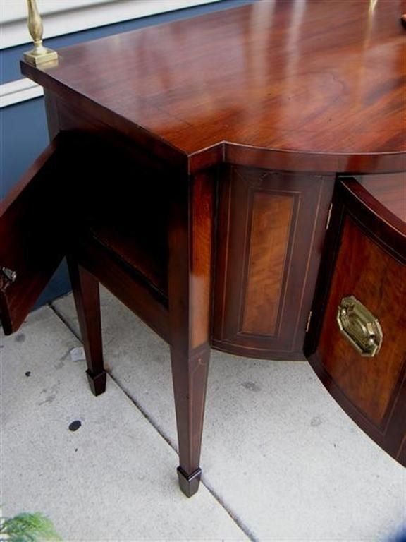 Brass English Mahogany Hepplewhite Satinwood Inlaid Candelabra Sideboard , Circa 1780 For Sale