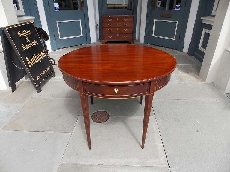 George III English Mahogany Demi-lune Game Table. Circa 1780-90 For Sale