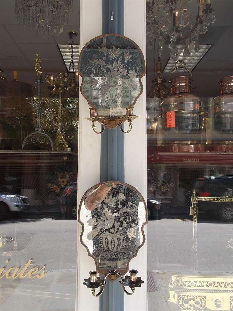 Pair of Venetian Two Arm Mirrored Sconces